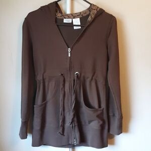 DANSKIN NOW BROWN ZIP UP HOODIE SIZE…